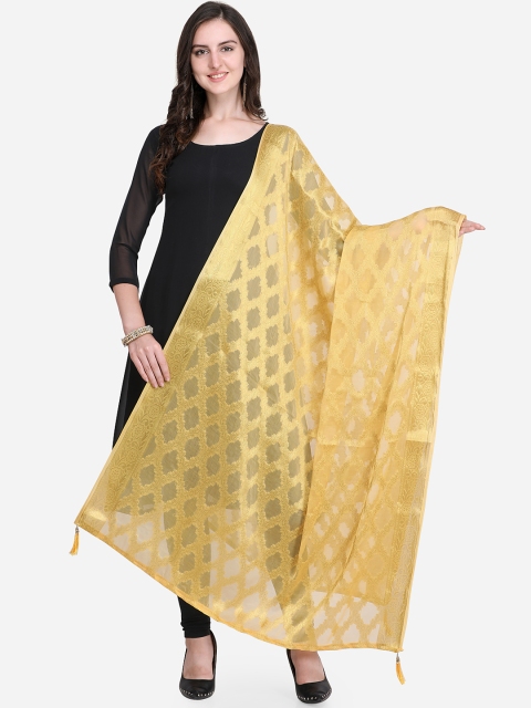 Satrani Yellow Printed Dupatta