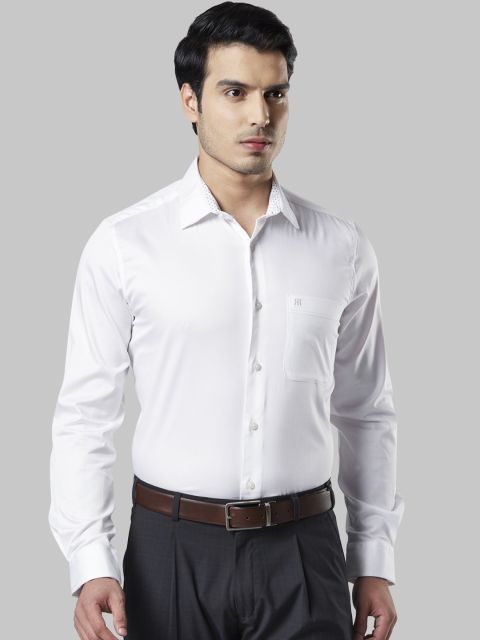 Raymond Men White Regular Fit Solid Casual Shirt