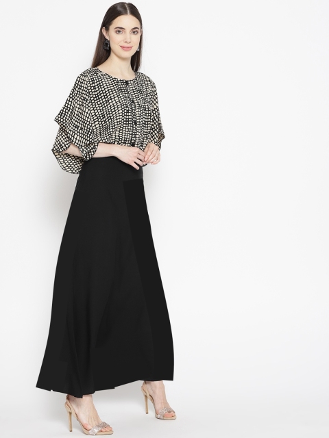 Cottinfab Women Printed Black Maxi Dress