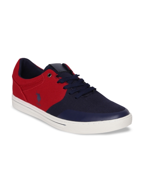 U.S. Polo Assn. Men Navy Blue & Red Colourblocked Sneakers
