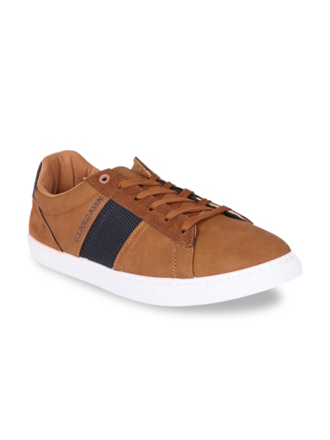 U.S. Polo Assn. Men Tan Brown & Black Colourblocked Quan Sneakers
