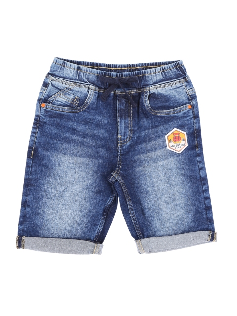 Pantaloons Junior Boys Blue Solid Regular Fit Denim Shorts