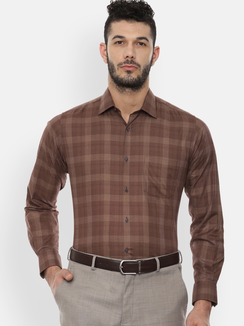 Van Heusen Men Brown Boxy Checked Formal Shirt