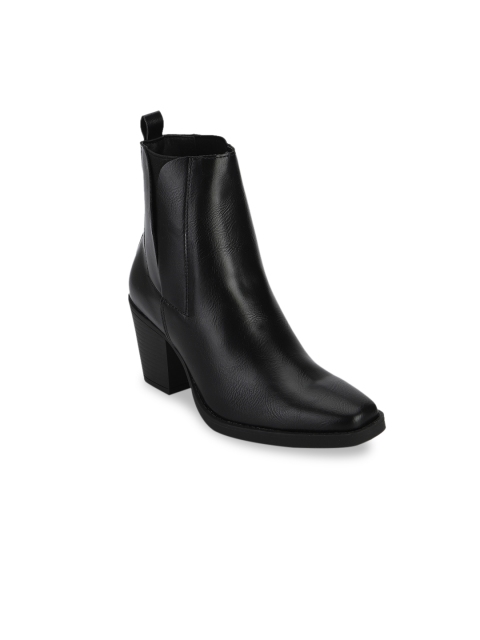 Truffle Collection Women Black Solid Heeled Boots