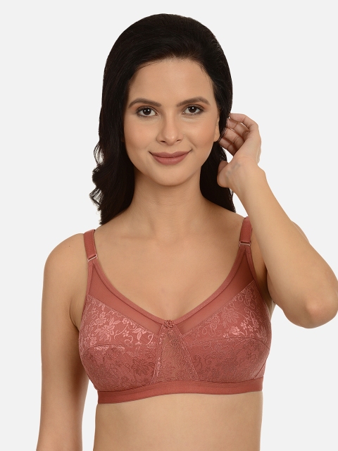 mod & shy Brown Self Design Non-Wired Non Padded Minimizer Bra MS100