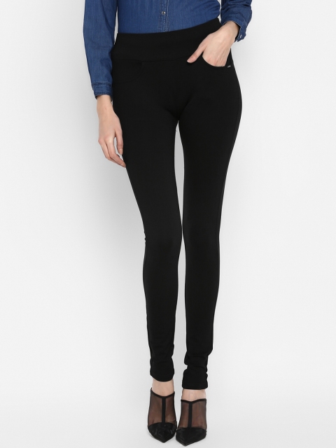 FOSH Women Black Solid Skinny-Fit Jeggings