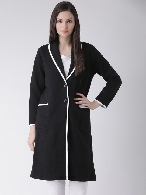 Texco Women Black Solid Knee-Length Overcoat