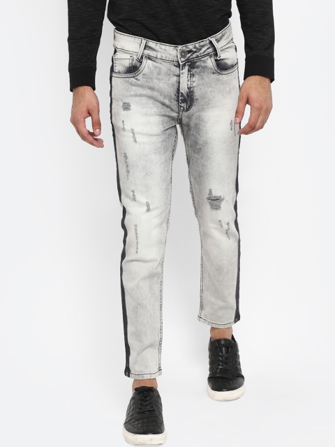 Mufti Men Grey Slim Fit Mid-Rise Mildly Distressed Stretchable Jeans