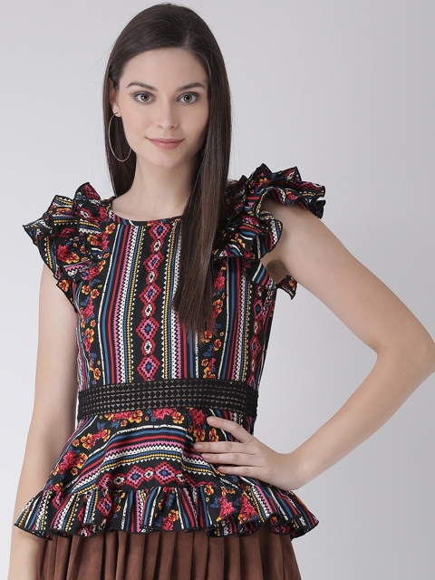 Texco Women Multicoloured Printed Peplum Pure Cotton Top, Multi