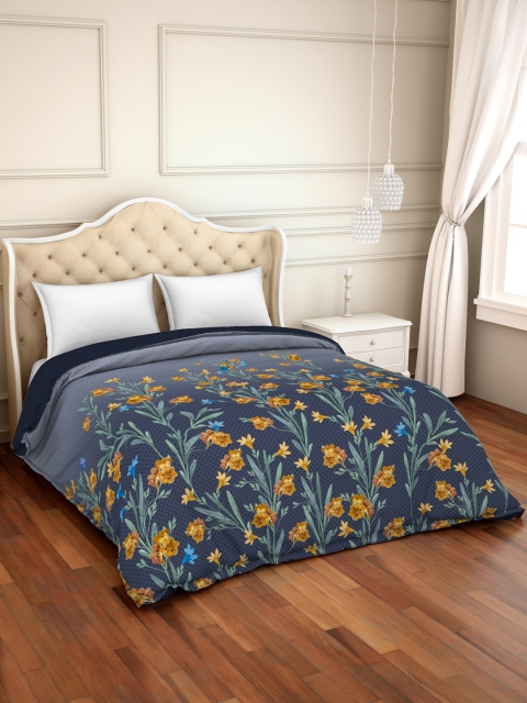 SPACES Blue Floral AC Room 150 GSM Double Bed Comforter