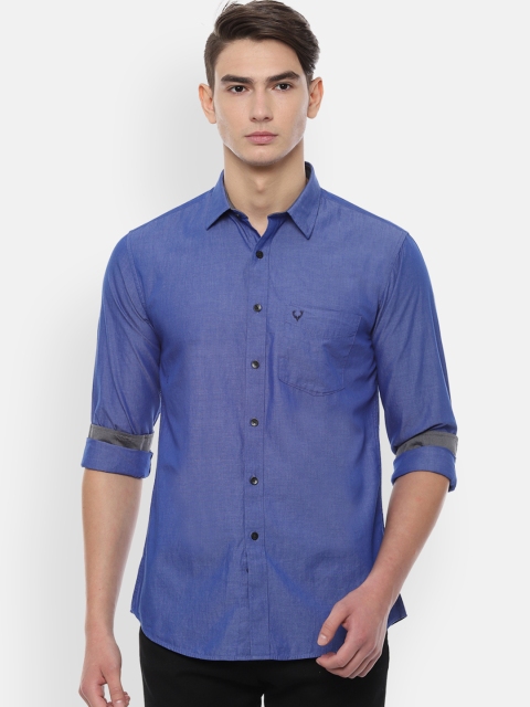Allen Solly Men Blue Slim Fit Solid Casual Shirt