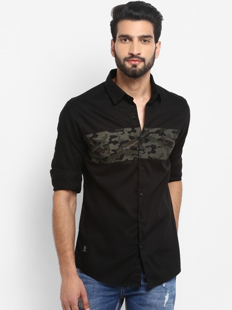 Mufti Men Black Slim Fit Printed Casual Shirt