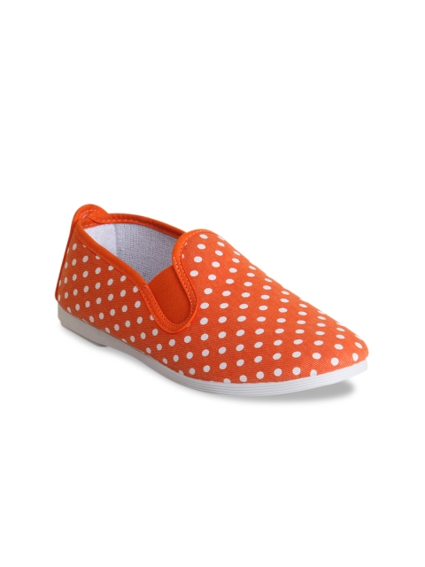 SCENTRA Women Orange Printed Slip-On Sneakers