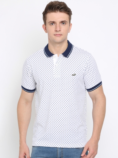 Crocodile Men White Printed Slim Fit Polo Collar T-shirt