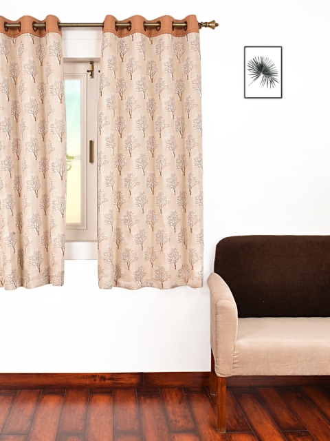 Ariana Orange & Cream-Coloured Single Room Darkening Window Curtain