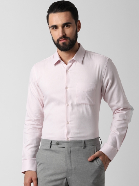 Peter England Men Pink Slim Fit Self Design Formal Shirt