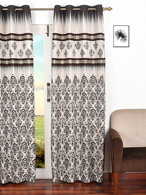 Ariana Beige & Coffee Brown Single Room Darkening Door Curtain