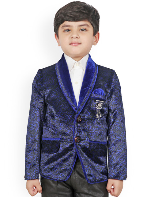 SG Yuvraj Boys Blue & Black Printed Single-Breasted Blazer 
SG Yuvraj Boys Blue & Black Printed Single-Breasted Blazer