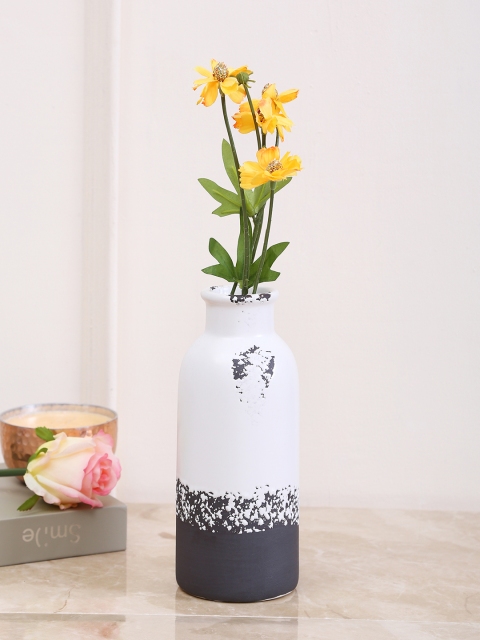 Aapno Rajasthan White & Grey Ceramic Flower Vase