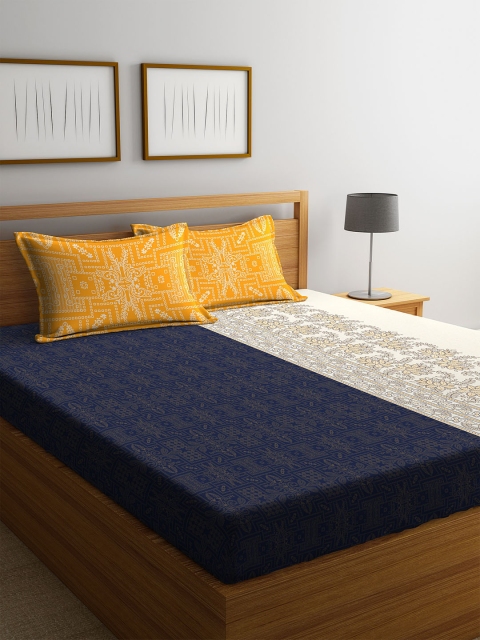 Portico New York Blue & Cream-Coloured 210 TC Double Queen Bedsheet with Pillow Covers
Portico New York Blue & Cream-Coloured 210 TC Double Queen Bedsheet with Pillow Covers
