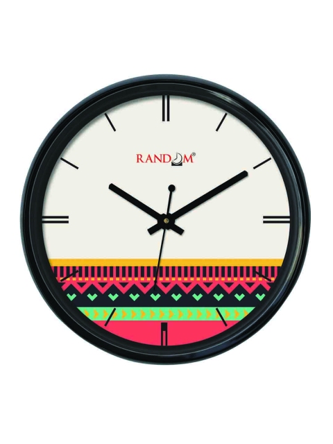 RANDOM Cream-Coloured & Red Round Printed Analogue Wall Clock 30 cm