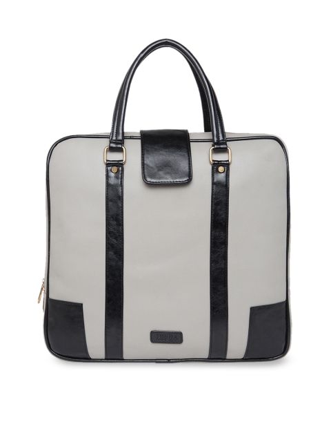 HORRA Women Black & Grey Solid Laptop Bag