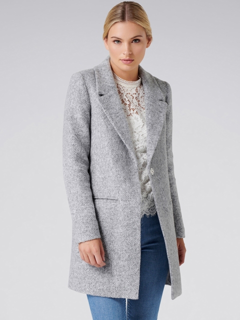 Forever New Women Grey Solid Tailored Fit Coat