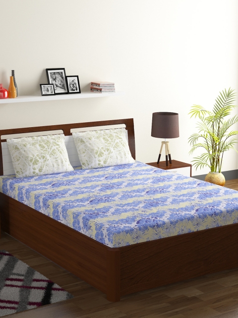 BOMBAY DYEING Blue & Off-White Floral 104 TC Cotton 1 Queen Bedsheet with 2 Pillow Covers
BOMBAY DYEING Blue & Off-White Floral 104 TC Cotton 1 Queen Bedsheet with 2 Pillow Covers