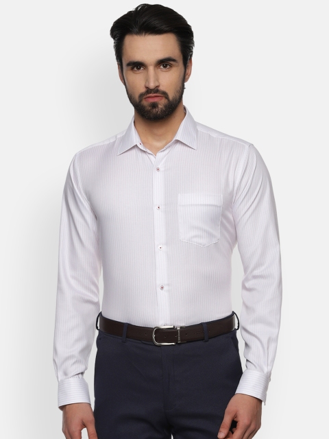 Van Heusen Men White Boxy Striped Formal Shirt