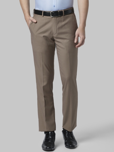 Park Avenue Men Beige Regular Fit Solid Regular Trousers