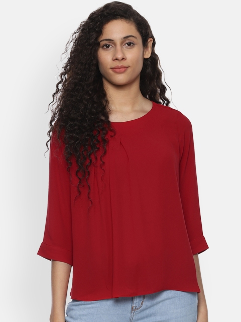 Allen Solly Woman Women Maroon Solid Top
