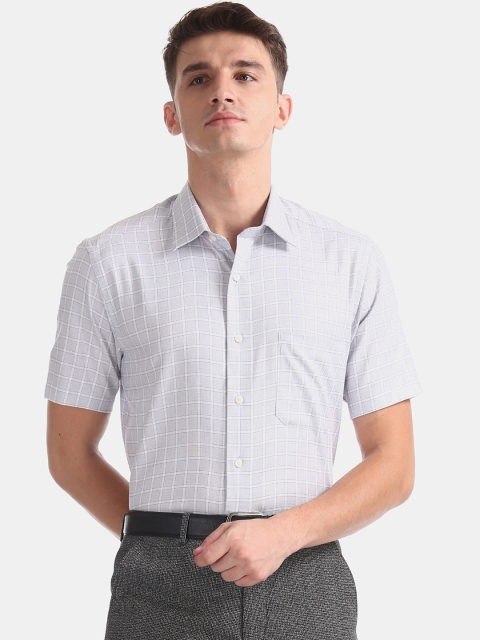 Arrow Men Grey Regular Fit Checked Formal Shirt