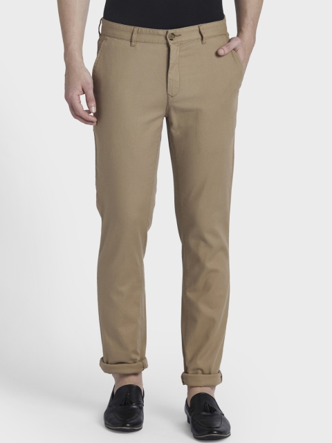 ColorPlus Men Khaki Regular Fit Solid Regular Trousers