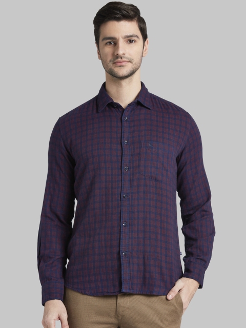 Parx Men Red Slim Fit Checked Casual Shirt