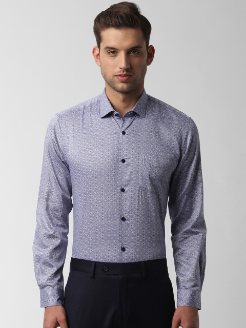 Peter England Men Blue Regular Fit Printed Formal Shirt
