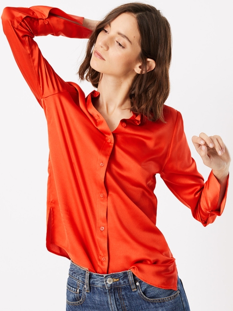 Marks & Spencer Women Orange Regular Fit Solid Casual Shirt