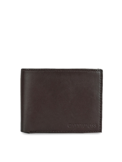 Calvadoss Men Brown Solid Leather Two Fold Wallet