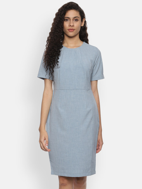 Van Heusen Woman Blue Solid Sheath Dress 
Van Heusen Woman Blue Solid Sheath Dress