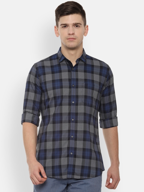 Van Heusen Sport Men Grey Slim Fit Checked Casual Shirt