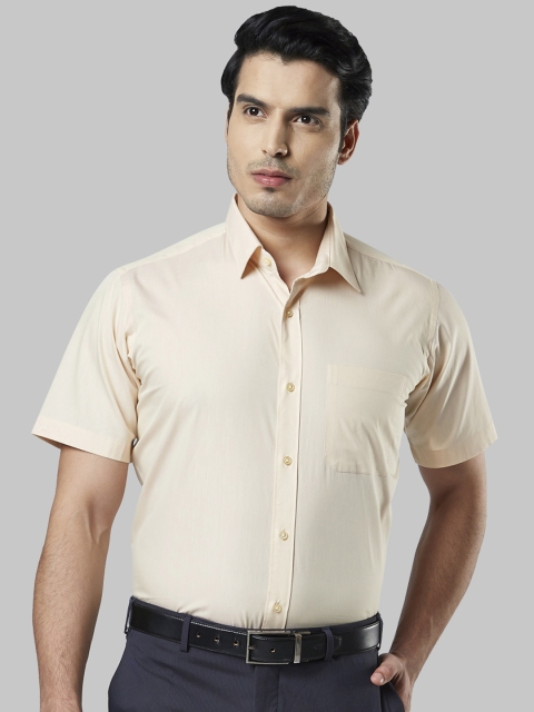 Raymond Men Beige Regular Fit Solid Formal Shirt