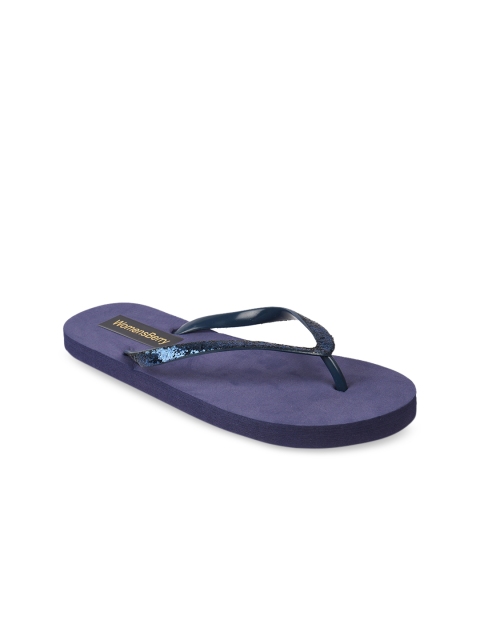 WOMENS BERRY Women Blue Embellished Thong Flip-Flops