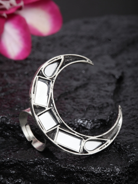 Women Silver-Plated Afghan Design Adjustable Finger Ring