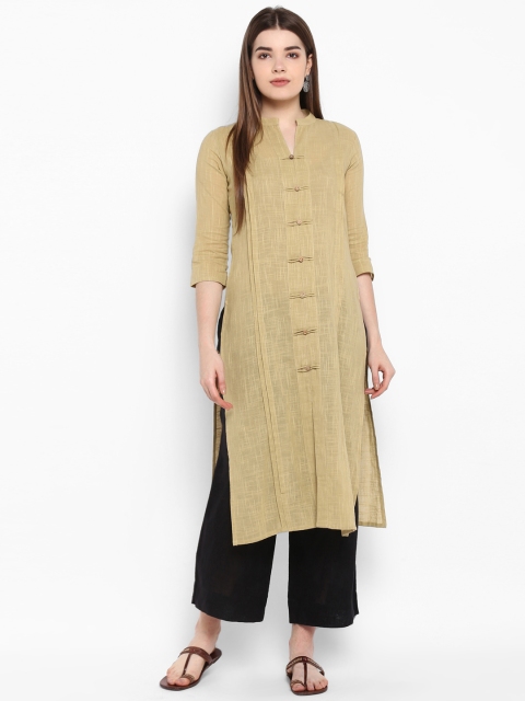 ETHNIC STREET Women Beige Solid Straight Kurta