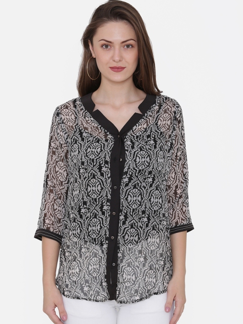 Private Lives Women Off-White Printed Shirt Style Top