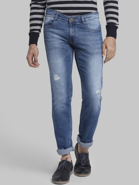 Parx Men Blue Slim Fit Mid-Rise Low Distress Jeans