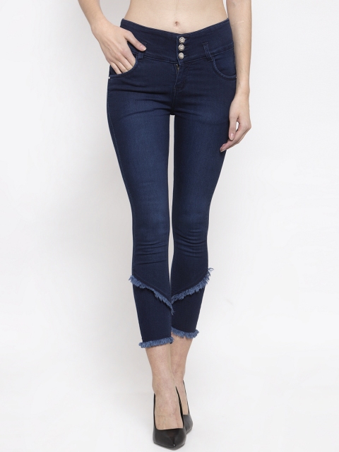 Purple Feather Women Navy Blue Skinny Fit High-Rise Clean Look Jeans