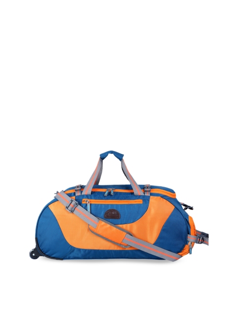 Leather World Unisex Blue & Orange 36 Litre Travel Duffel Trolley Bag