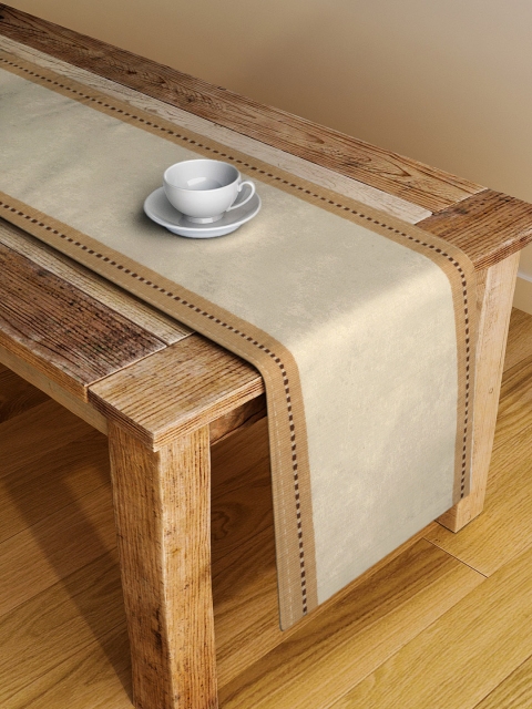 NEUDIS Beige Colourblocked Hand-Woven 4-Seater Table Runner