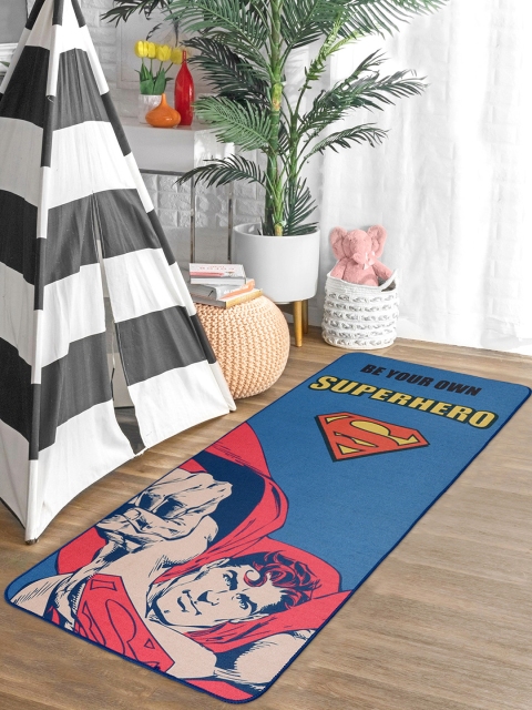 Saral Home Navy Blue & Red Superman Printed Anti-Skid Exercise/Yoga Mat