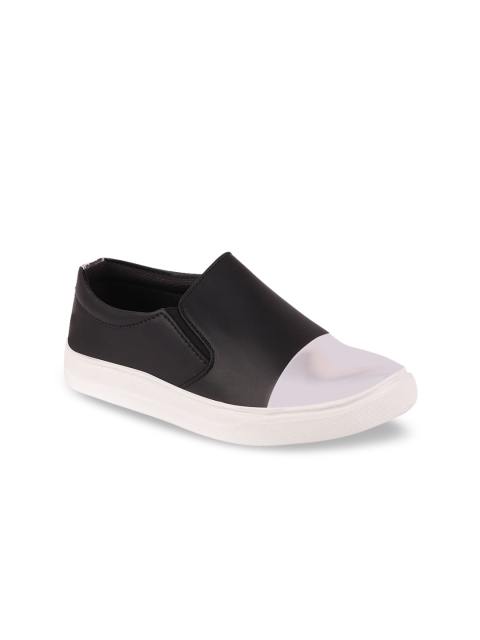 FAUSTO Women Black Colourblocked Slip-On Sneakers